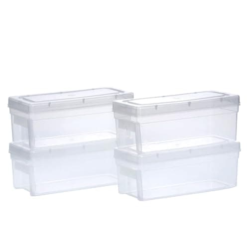 Chetan Plastic Storage Boxes, Transparent Containers, Medium Boxes With Lock System for Jewellery 25x9x10.5 Cm - Pack of 4 (Size No - 33)