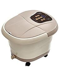 All in One Foot Spa Bath Massager Motorized Rolling Massage Heat Wave Digital Temperature Control LED Display (Brown)