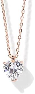 PAVOI 14K Gold Plated Cubic Zirconia Diamond Pendant Necklace for Women | Adjustable Slider, Rose Gold, Cubic Zirconia