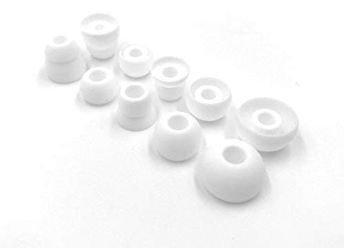 White Replacement Earbud Tips for Beats Powerbeats3 Wireless in Ear Headphones - Small, Medium, Large, Double Flange, and Bi-Tip (White)