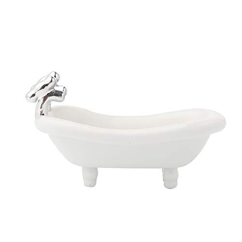 BRT Ceramic Miniacture Bathtub Shape Soap Dish (Silver Tap)