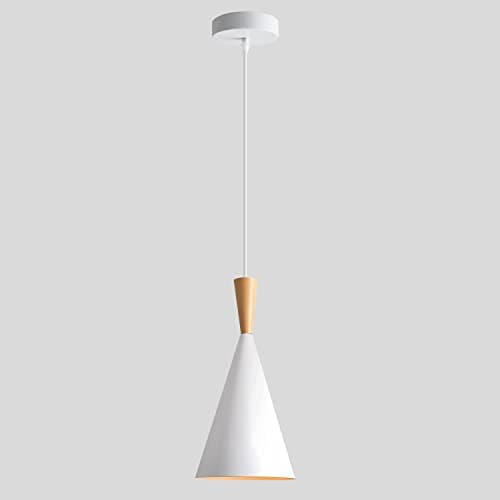 BOKT Modern White Cone Pendant Light - Mini Single Barn Pendant Fixture, Mid Century Vintage, 15.4" Tall, Kitchen Island Farmhouse Warehouse Hanging Light