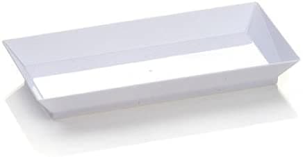 Zappy 200 ct 2.5" x 5" Elegant Petite Mini Rectangle Tray Appetizer Dessert Plates - Disposable Hard Plastic Miniature Tasting Sushi Trays Sample Dish Party Plates White