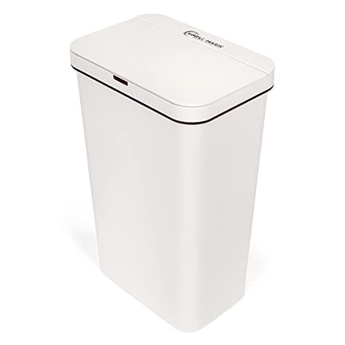 ZASTION SIMPLI-MAGIC 79503 13 Gallon Touchless Sensor Trash Can, Rectangle Garbage Bin, Perfect for Home, Kitchen, Office, White