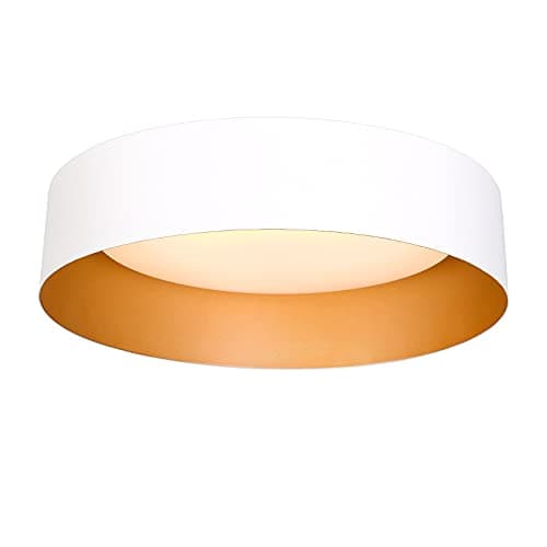 Bargeni LED Ceiling Light Fixture,12.5 inch Flush Mount Light Fixture,Matte White with Gold Inside,Dimmable 3000K/Warm White/18W(100w Equiv.)