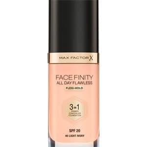 Max Factor Facefinity All Day Flawless 3 in 1 Liquid Foundation, Lightweight Oil Free Formula with SPF 20, 030 Porcelain, 30 ml