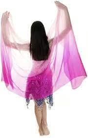 Flexifit Belly Dance Silk Veil, Size: 2.5m x 1.1m (98inch X 44 inch) ; 55 Grams (Pink White)