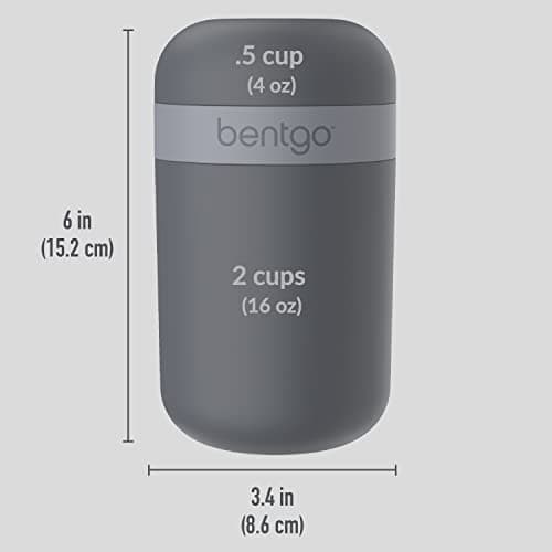 Bentgo Snack Cup - Reusable Snack Container with Leak-Proof Design, Toppings Compartment, and Dual-Sealing Lid, Portable & Lightweight for Work, Travel, Gym - Dishwasher Safe (Dark Gray)