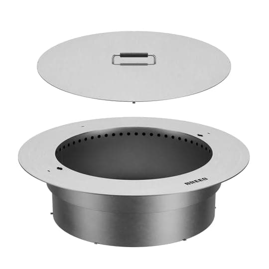 Breeo Zentro Stainless Steel Fire Pit Insert - Smokeless Firepit Ring Insert for Outdoor Fire Pit - for Outside Block, Stone, & Concrete Backyard Firepit Surrounds - Lid Included - Round 30"
