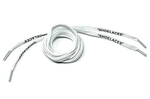 Text Printed Custom Shoe Laces Replacement for Off White (FLATLACES_51"/130cm, WHITE)