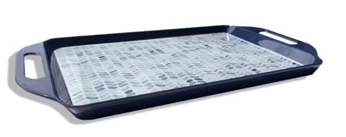 Bowla Melamine Rectangular Serving Tray with Handles (Blueplants), Food Direct Contact, BPA-Free Dishwasher Safe and Environmental Friendly