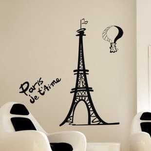 Black Paris Eiffel Tower Wall Sticker Decal Home Decor for Entryway Bed Room-L