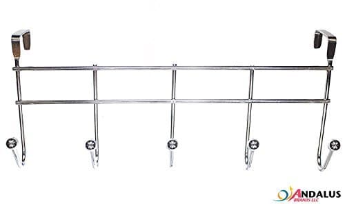 ANDALUS Over The Door Hook Organizer Rack, Durable Construction, Easy to Install, 5 Hooks