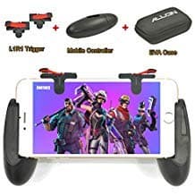 ALLON Mobile Controller Compatible for PUBG & Fortnite, Sensitive L1R1 Mobile Phone Triggers & Grip Compatible iOS & Android (1 Pair+1 Grip)