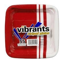 Vibrants Striped Plastic Plates - 55 ct. (Red)