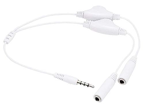 Earphone/Headphone Audio Jack Splitter With Separate Volume Controls - Works with Smartphones, Tablets, Laptops, HiFi, DVD, MP3 and MP4 Players - Audio 3.5mm Jack Y Shape Splitter - White