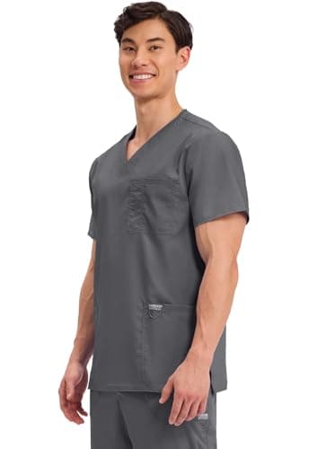 Cherokee Scrub top for Men V-Neck with 3 Pockets, Knit Details, Soft, Durable, Breathable, 2-Way Stretch Fabric - WW670