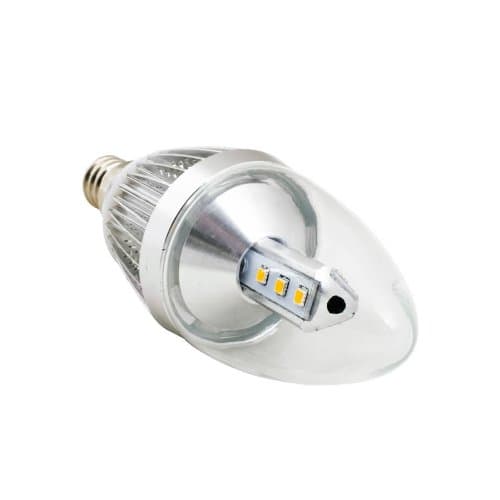 AmazingLED LED B Candle Light Bulb E12 Base 5W (30W Equivalent) 300Lm 110V Warm White 3000K Dimmable 2 Yrs Warranty