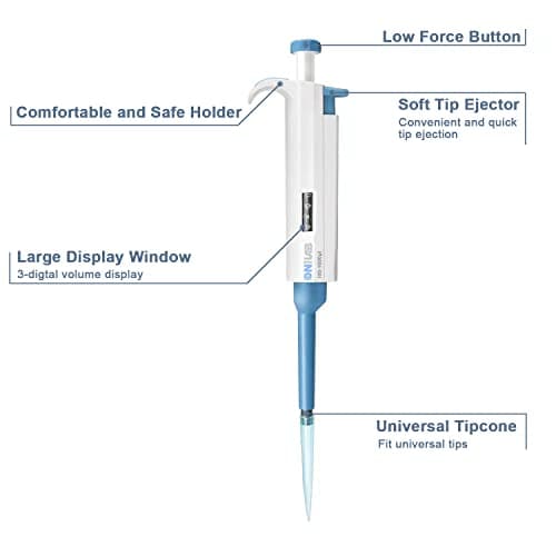 ONiLAB Lab Micro Pipette, Adjustable Volume Single Channel Pipette, 200-1000ul