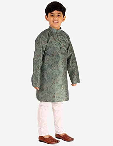 Pro-Ethic Style Developer Boys Silk Floral Kurta Pajama Set | Embellished Design | Ethnic Wear