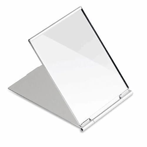 G2PLUS Portable Folding Vanity Mirror Single Side Travel Shower Shaving Mirror, 4.9' x 3.7' x 0.2' (Silver White)