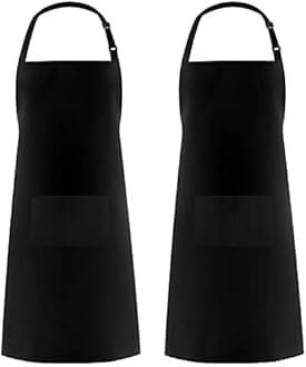 Syntus 2 Pack Adjustable Bib Apron Waterdrop Resistant with 2 Pockets Cooking Kitchen Aprons for Women Men Chef