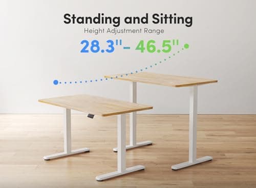 FEZIBO Standing Desk, Height Adjustable Computer Desk 48"x24", Sit Stand Workstation for Home Office,Oak