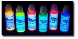 Black Light Paint 2oz Bottles 6 Pack (yellow,red,blue,green,orange,pink)