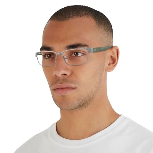 A|X ARMANI EXCHANGE Men's AX1017 Rectangular Prescription Eyewear Frames, Matte Gunmetal/Demo Lens, 54 mm