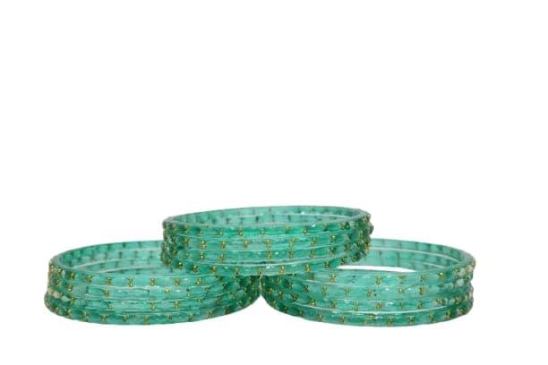 Raindrop Glass Bangles Set Beads Work | Traditional Chudi Bangle Set for Women & Girls | Wedding, Party & Gift Wear (packing 12 bangles)