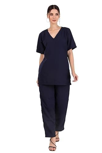 Uniforms Scrub Suit Unisex | V Neck |Breathable Fabric Poly Viscose |Half Sleeves| Flexibile & Comfortable| Ideal for Doctors, Dentists & Healthcare Professionals (NavyBlue_M)