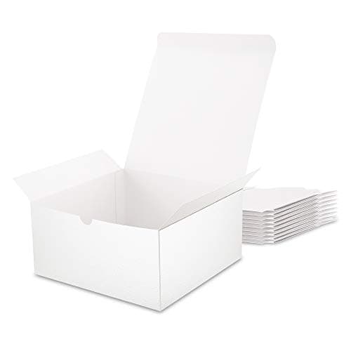 MALICPLUS 10 White Gift Boxes 8x8x4 Inches Premium Gift Boxes Bridesmaid Proposal Boxes, Paper Gift Boxes with Lids, Boxes for Gifts Embossing White