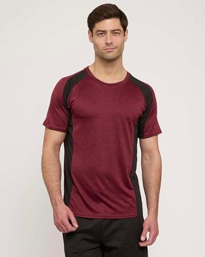Real Essentials 5 Pack: Men’s Short Sleeve Dry Fit Active Crew Neck T Shirt - Athletic Running Gym Workout Tee Tops