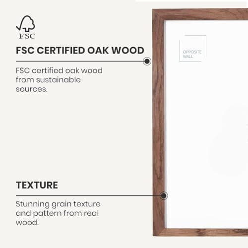 Opposite Wall - 22x28 in - Dark Solid Oak Wood Picture Frame - Lightweight, Versatile & Shatterproof - Wall Hanging Poster or Photo Frame - Wall Decor for Office, Gallery & Home