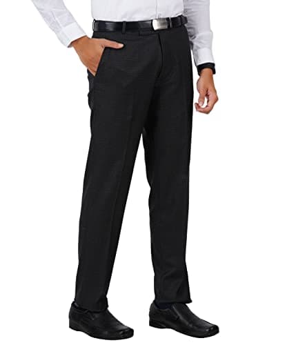 McHenry Men's Wrinkle Free Polyester Blended Stretchable Self Design Formal Regular Fit Trousers
