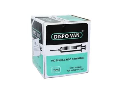 Generic 5ML Syringes with Needle, Sterile, Single-Use, Pack of 100 | Plastic, Leak-Proof, Biocompatible, Sharp Precision Needle, Smooth Plunger, Clear Barrel with Graduations