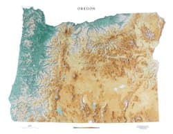 Oregon Topographic Wall Map, Print on Paper (Non-Laminated)