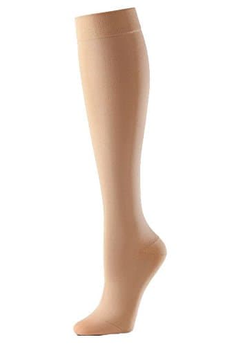 – Class 1 Standard Below Knee Closed Toe Compression Stockings, Large, Sand