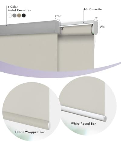 Graywind Motorized Roller Shades 100% Blackout Compatible with Alexa Google Waterproof Vinyl Cordless Remote Smart Blinds with Valance, Custom Size (A-Beige)