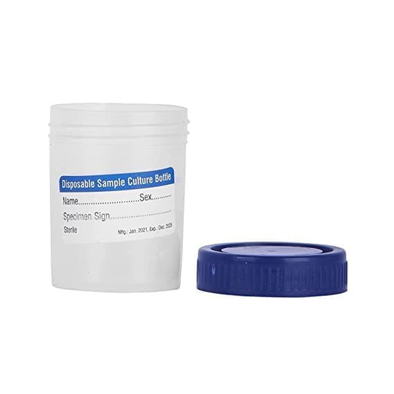 Urine Sample Collector Specimen Plastic Container Sterile 30ml (10 Pcs.) - Blue