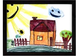 RAS Kids Art Frame - Boxed Style Wide Frame Edge Construction Paper Removable Acrylic Pane Cardboard Backing with Hooks - [Black - 9x12"]