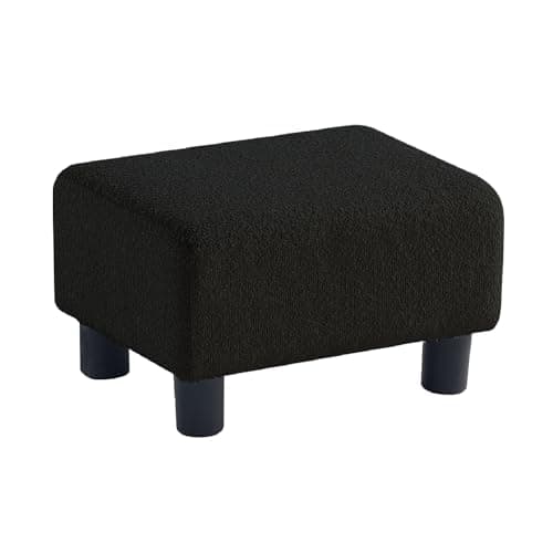 Get Set Style Foot Stools Ottoman Small Boucle Footrest Stool Upholstered Rectangular Step Stool with Legs Padded Accent Stools for Living Room, Bedroom, Office, Entryway, Sofa Couch