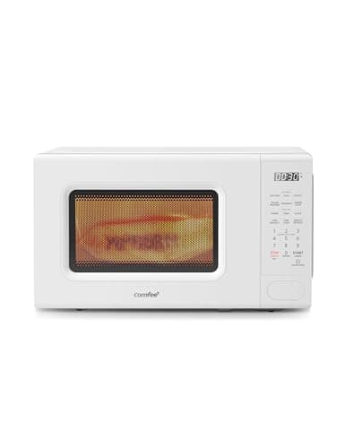 COMFEE' CMO-C20M1WH Retro Microwave with 11 Power Levels, Multi-Stage Fast Cooking, Turntable Reset Function Kitchen Timer, Fast Cooking, Defrost
