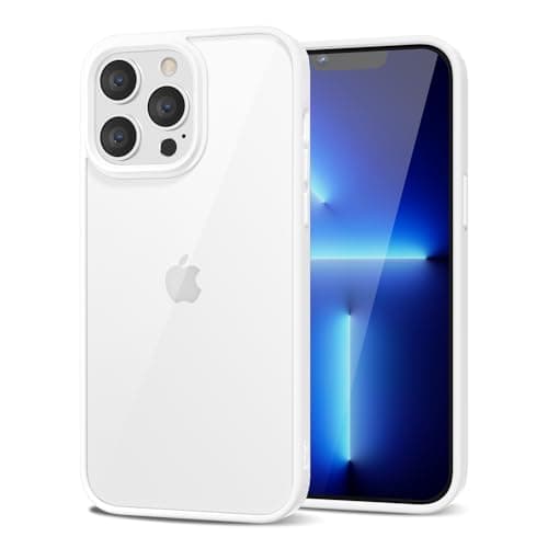 for iPhone 13 Pro Max Case Clear, Transparent Hybrid 13 Pro Max Phone Case [Hard Plastic & Soft Silicone Bumper] Acrylic Non Yellowing Thin Slim Protective Cover for Women, White