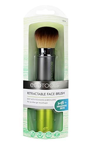 EcoTools Retractable Face Makeup Brush, Kabuki Brush for Foundation, Blush, Bronzer, & Powder, Travel Friendly & Perfect for On The Go, Eco Friendly, Synthetic & Cruelty Free Bristles, 1 Count