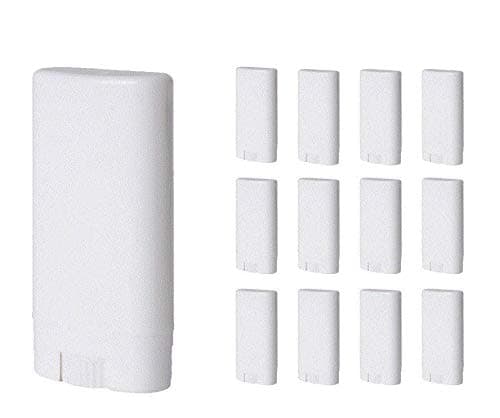 Empty Deodorant Containers MINI (15 mL, Pack of 12) - BPA Free Solid White Plastic, Mini Size for Carry-On Travel, DIY Make Your Own Deodorant, Lip Balm, Lotion Bar, Moisturizer, Heel Balm, Sunscreen