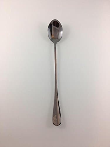 Modern Long Handle Spoon - Best Quality, 100% Perfect for Stirring & Mixing Iced Teas, Coffees, Milkshakes, Floats & Cocktails. Make Desserts & Ice Cream Extra Special. Designer Olive Spoon! (Silver)