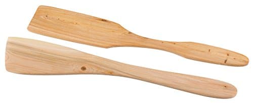 Spatula Set - 2 Pieces Angled and Square - Handmade from Natural Aromatic Juniper Wood - Premium Quality Wooden Kitchenware - 10.4 Inch