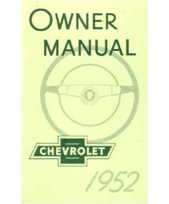 1952 CHEVROLET Full Line Owners Manual User Guide