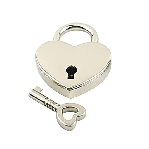 Generic Metal Wish Lock Mini Heart Archaize Padlocks with Key for Lovers Girls Students OOTDTY/None/Keyed Padlock/Y5JA7HH1001864/other/Silver